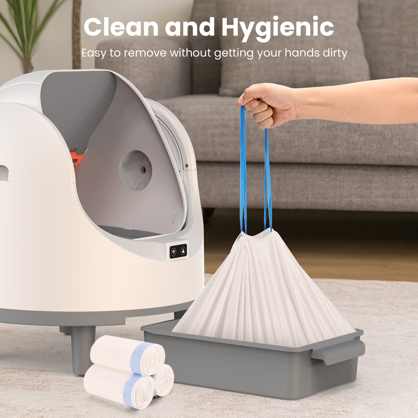 45 Count Cat Litter Box Liners, Heavy Duty Extra Thick Drawstring Bags