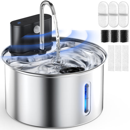 Cat Water Fountain Wireless Stainless Steel with Sensor 3.5L