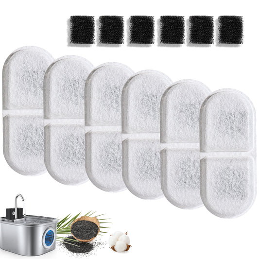 Cat Water Fountain Filter Replacement（6+6 Set）for 3.2L