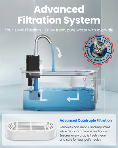 Wireless Cat Water Fountain with Sensor Operated 3.2L