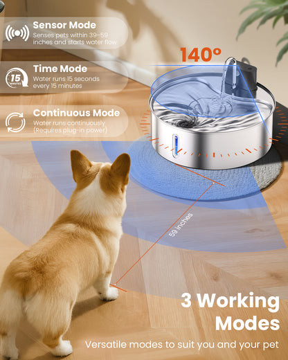 Wireless Dog Water Fountain Stainless Steel 12L