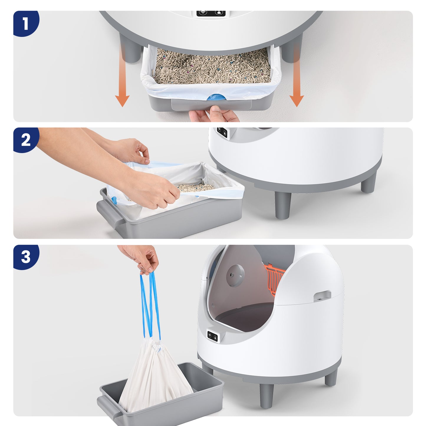 45 Count Cat Litter Box Liners, Heavy Duty Extra Thick Drawstring Bags