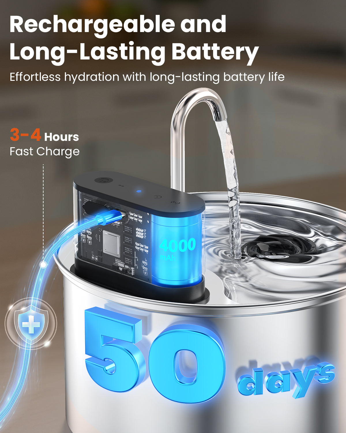 Cat Water Fountain Wireless Stainless Steel with Sensor 3.5L